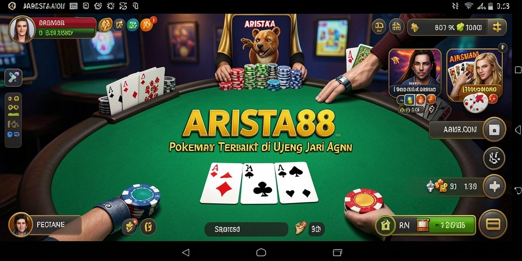 Tangkapan layar gameplay ARISTA88 yang menampilkan momen mendebarkan di meja poker.