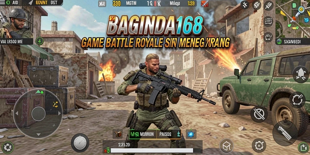 Tampilan seru gameplay BAGINDA168 dalam pertempuran Battle Royale.