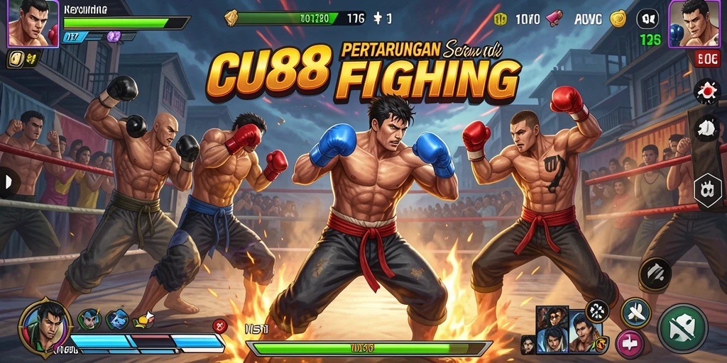 Tampilan gameplay seru dalam pertarungan Fighting di CU888.