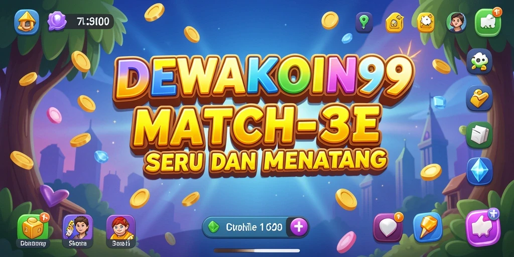 Gameplay seru DEWAKOIN99 dengan tantangan Match-3 yang menarik.