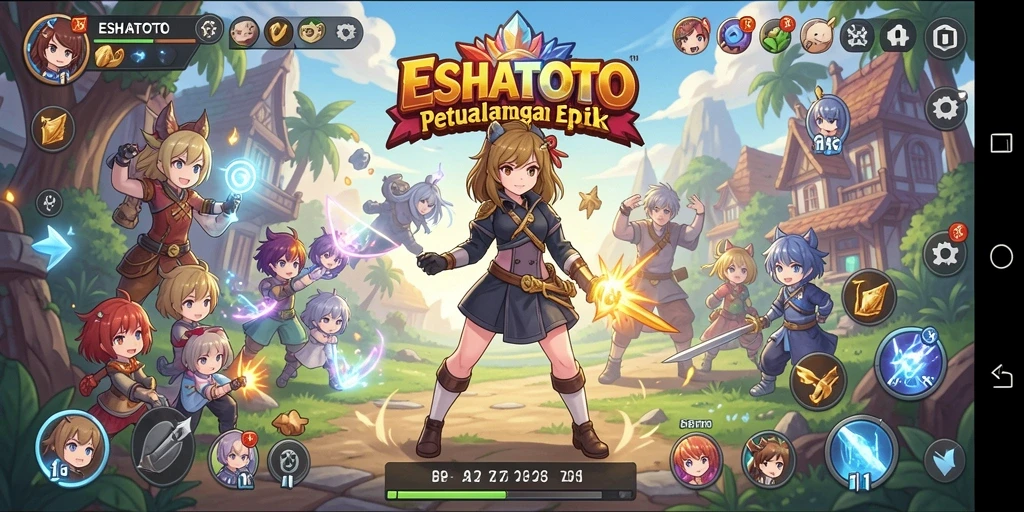 Tampilan permainan ESHATOTO yang penuh warna dan dinamis.