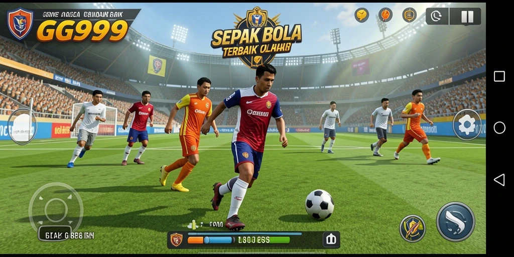 Tampilan screenshot GG999 menampilkan aksi seru di lapangan sepak bola.