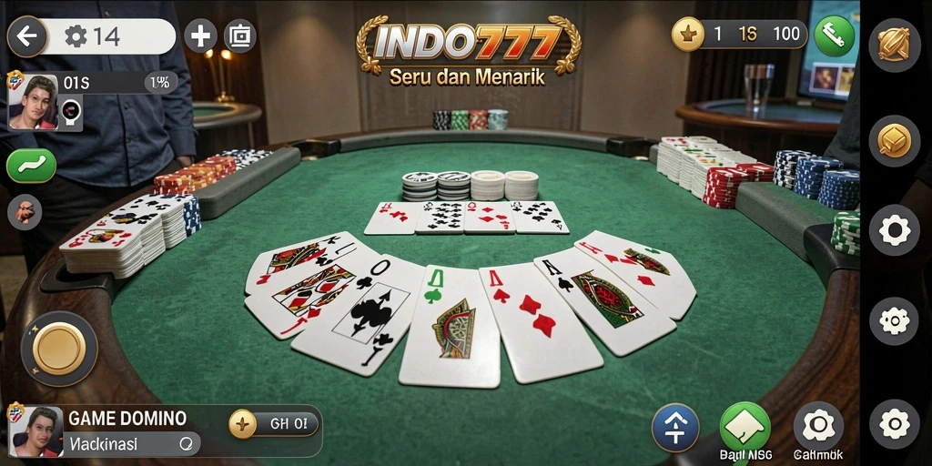 Tampilan gameplay seru dalam INDO777, menunjukkan keseruan bermain Domino.