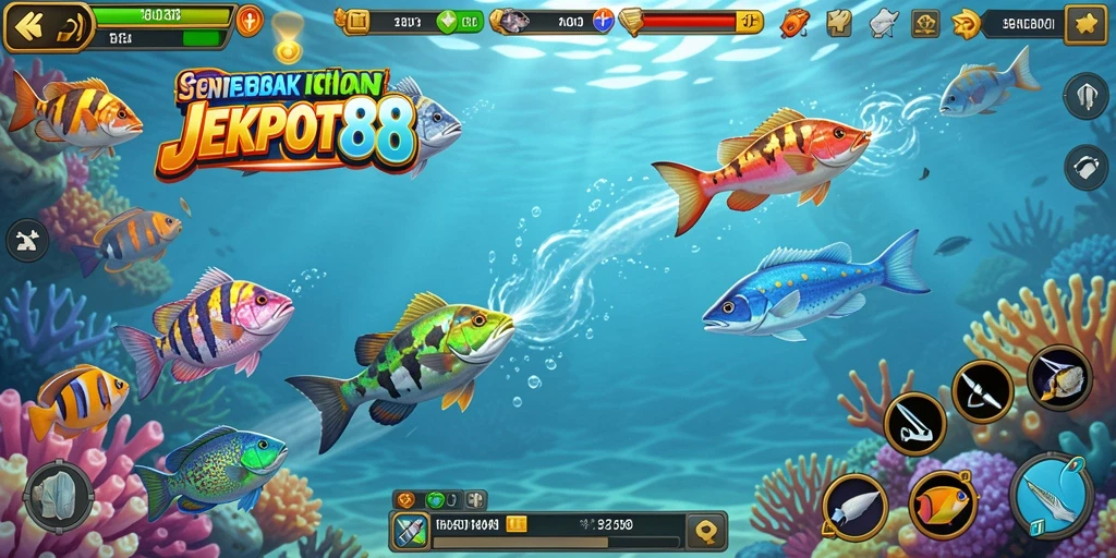 Screenshot utama JEKPOT88 menampilkan gameplay seru Tembak Ikan.