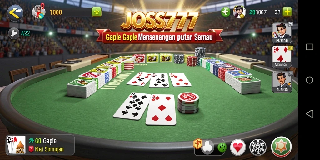 Tangkapan layar gameplay Gaple di JOSS777 yang seru dan interaktif.