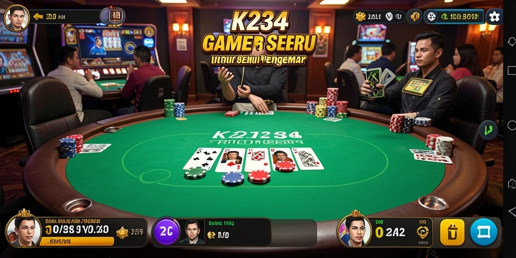 Screenshot gameplay K234 menampilkan aksi seru dalam permainan Poker.