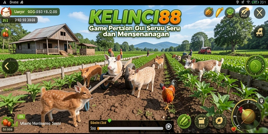 Tampilan gameplay KELINCI88 dengan kegiatan bertani yang menyenangkan.