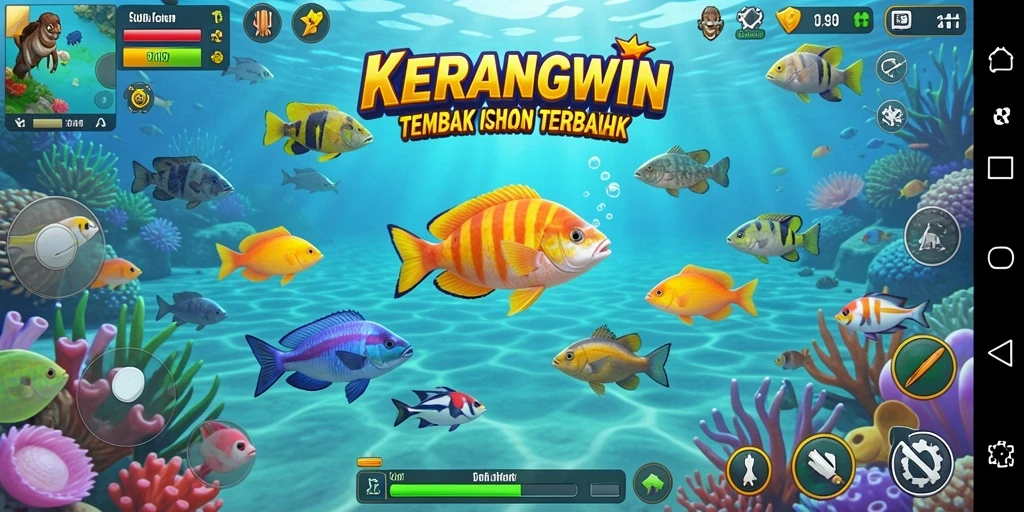 Screenshot KERANGWIN yang menunjukkan serunya gameplay Tembak Ikan.
