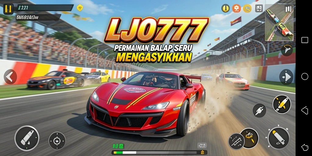 Screenshot gameplay LJO777 yang menunjukkan balapan yang seru.