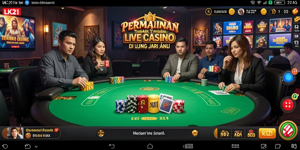 Tampilan gameplay menarik dari LK21 dalam suasana kasino langsung.