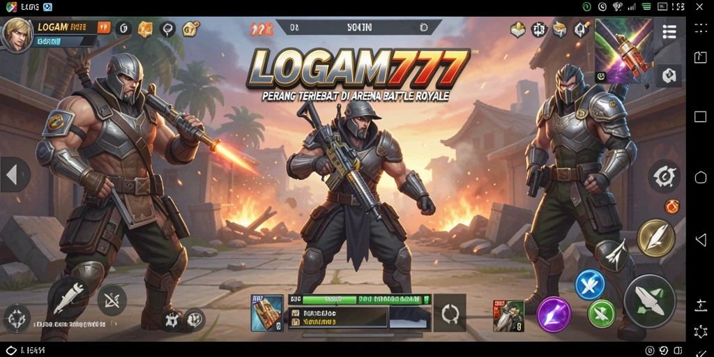 Tampilan seru gameplay LOGAM777 saat bertempur di arena Battle Royale.