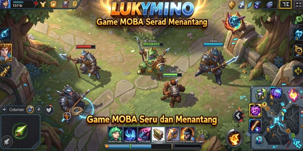 Tampilan permainan seru LUKYMINO dengan pertarungan strategis.