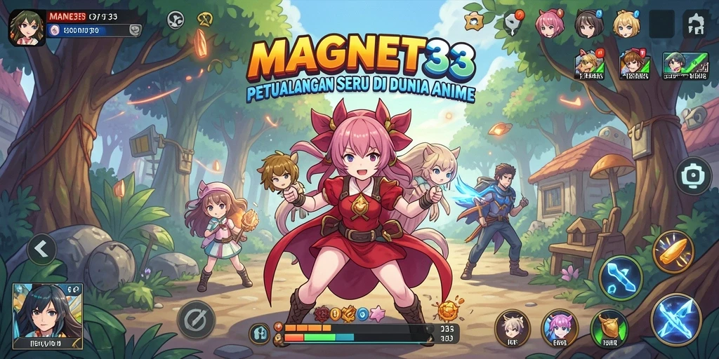Tampilan menakjubkan dari gameplay <strong>MAGNET33</strong>, penuh aksi dan karakter anime.
