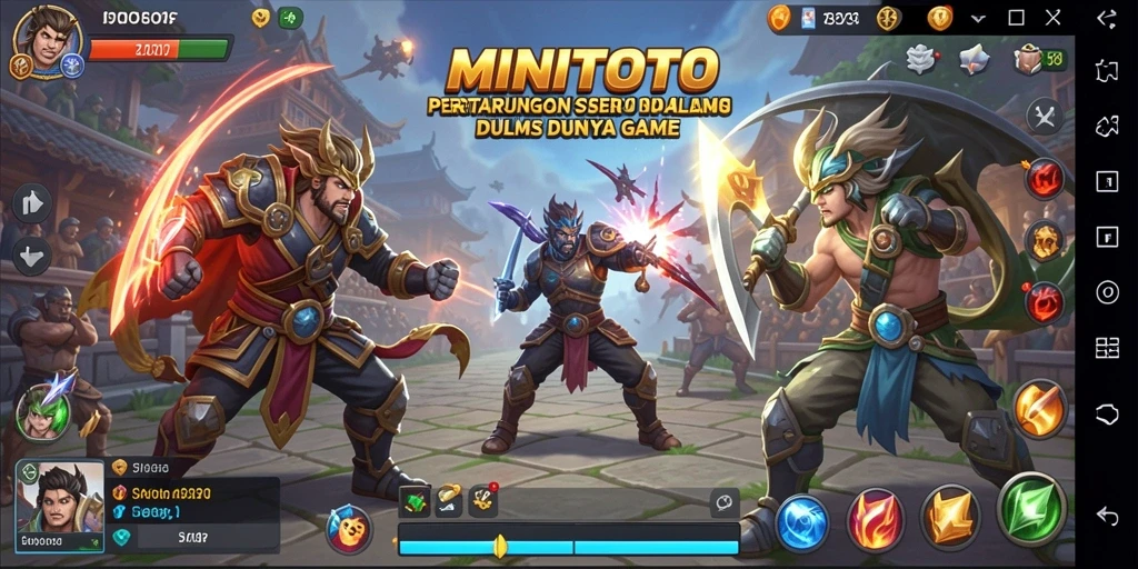 Screenshot gameplay MINITOTO menampilkan pertarungan yang intens dan grafis yang luar biasa.