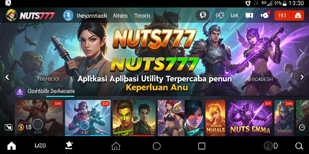 Tampilan utama NUTS777 dengan berbagai fitur Utility yang memudahkan pengguna.