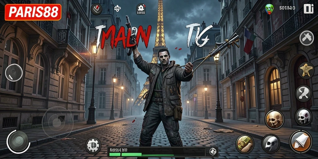 Screenshot ketegangan di PARIS88 menampilkan suasana kegelapan penuh misteri.