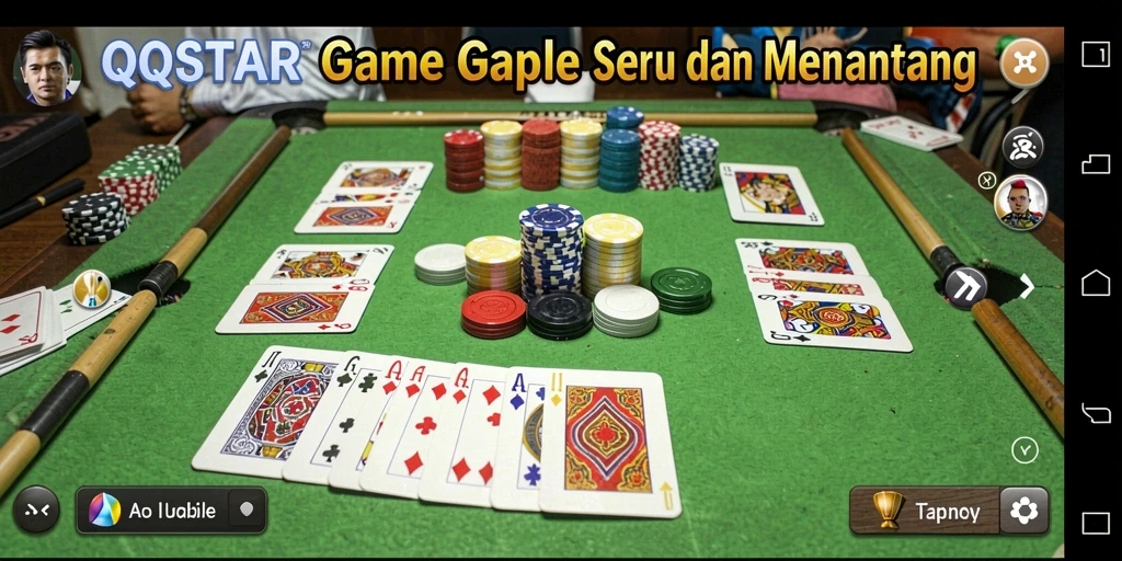 Screenshot gameplay QQSTAR menampilkan keseruan permainan Gaple.