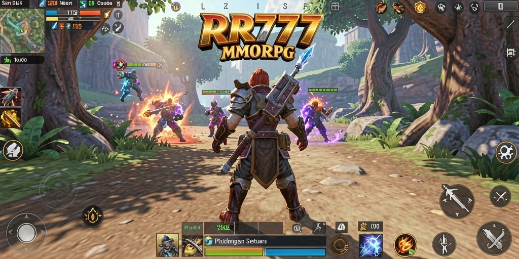 Screenshot gameplay RR777 menampilkan aksi seru dalam pertarungan MMORPG.